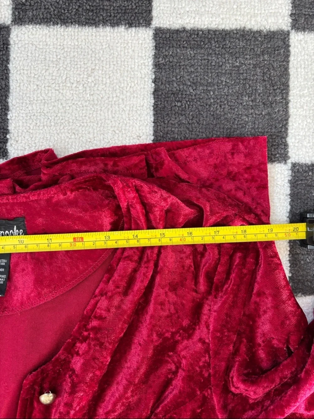 Vintage Red Crushed Velvet Long Sleeve Full Button-Front Corset Back